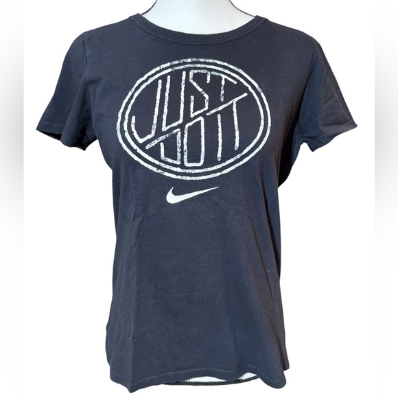 Nike Tops - Nike Slim Fit Black Tee with Circular Just Do It Logo, L